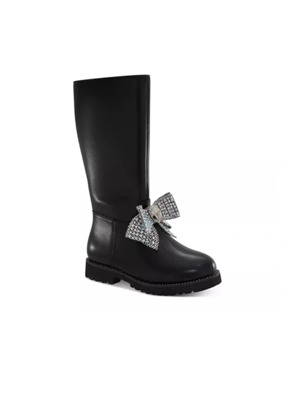 NWT Kurt Geiger London Black Kids Knee-High Boot with Crystal Bow
